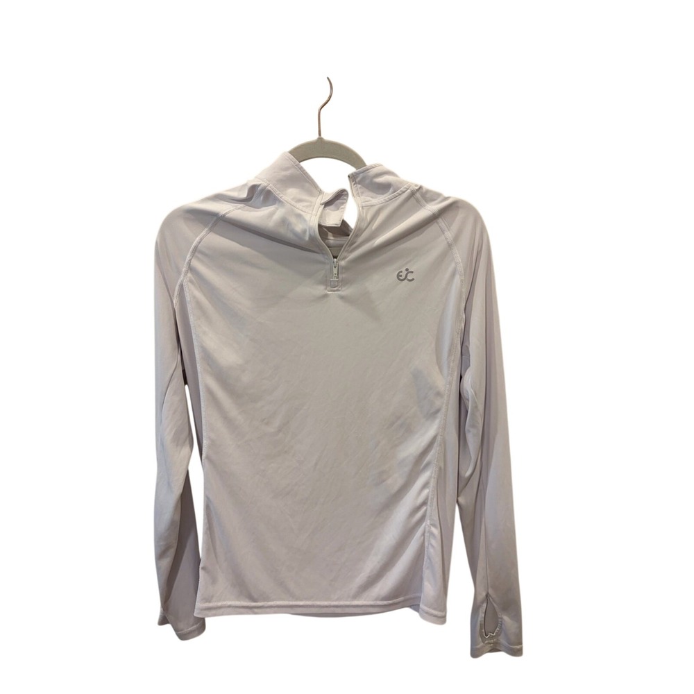 Women's White Long-Sleeve Swim Performance shirt with Quarter Zip‎